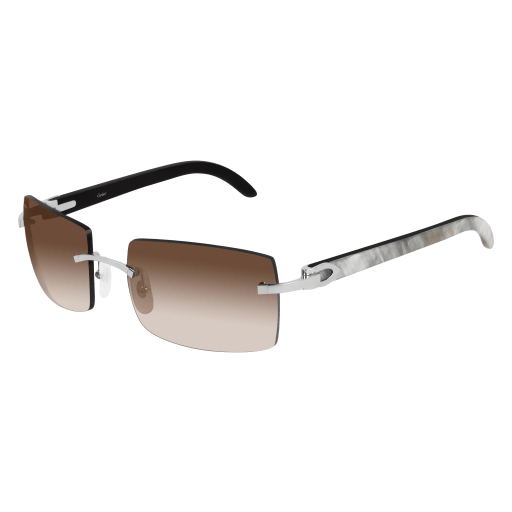 C Allongé de Cartier Motif Rimless Horn Sunglasses