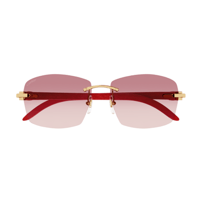 C Allongé de Cartier Motif Rectangular Wood Sunglasses