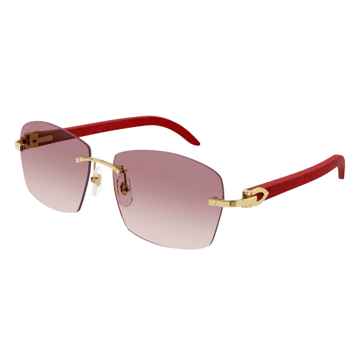 C Allongé de Cartier Motif Rectangular Wood Sunglasses