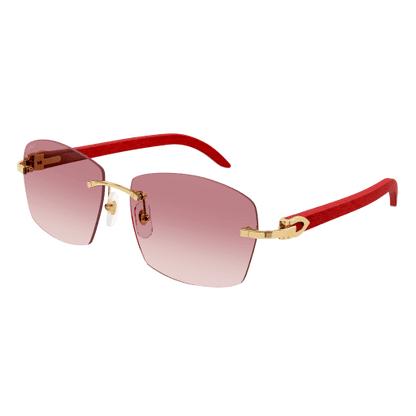 C Allongé de Cartier Motif Rectangular Wood Sunglasses