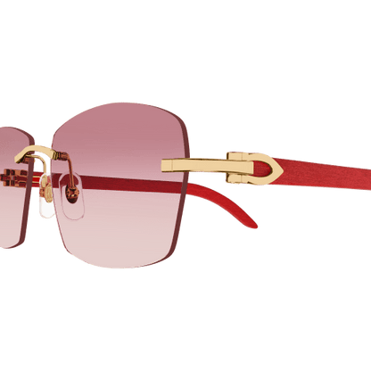 C Allongé de Cartier Motif Rectangular Wood Sunglasses