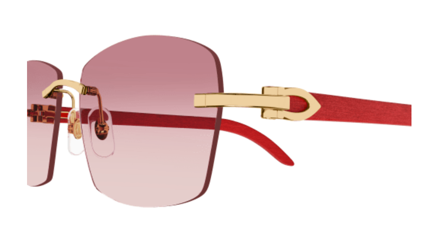C Allongé de Cartier Motif Rectangular Wood Sunglasses