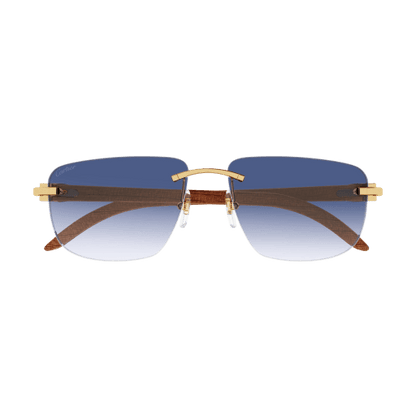C Allongé de Cartier Motif Rectangular Wood Sunglasses
