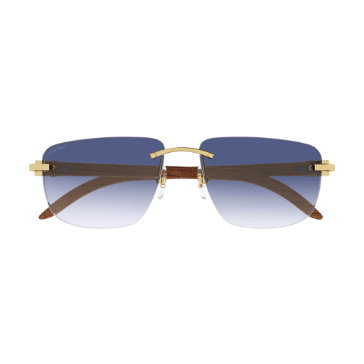 C Allongé de Cartier Motif Rectangular Wood Sunglasses