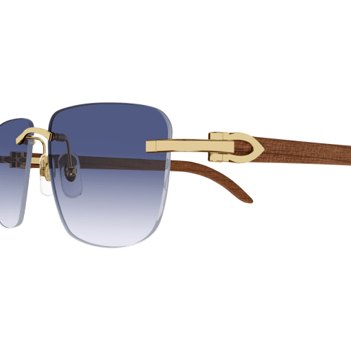 C Allongé de Cartier Motif Rectangular Wood Sunglasses