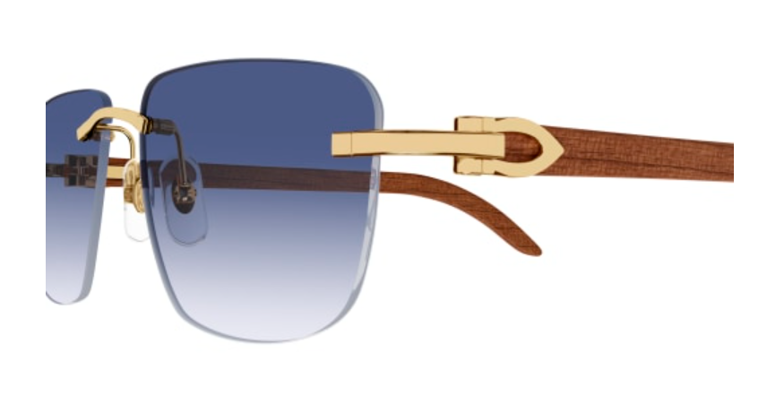 C Allongé de Cartier Motif Rectangular Wood Sunglasses