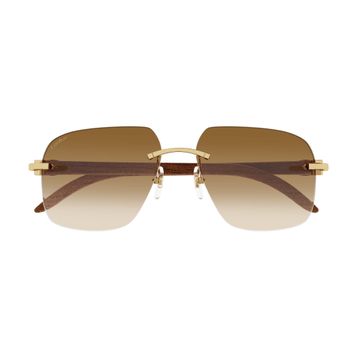 C Allongé de Cartier Motif Rectangular Wood Sunglasses