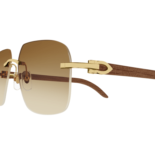 C Allongé de Cartier Motif Rectangular Wood Sunglasses