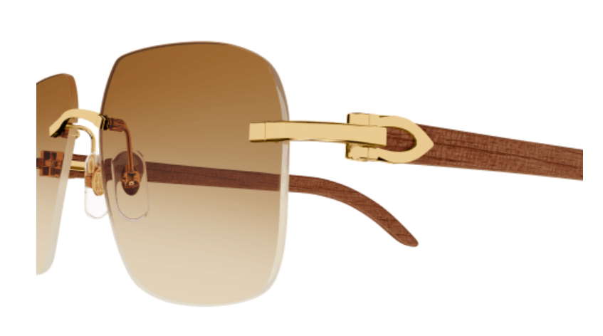 C Allongé de Cartier Motif Rectangular Wood Sunglasses