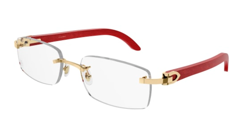 C Allongé de Cartier Motif Rimless Wood Eyeglasses