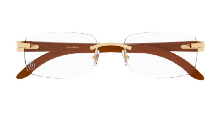 C Allongé de Cartier Motif Rimless Wood Eyeglasses
