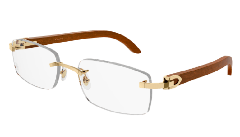 C Allongé de Cartier Motif Rimless Wood Eyeglasses