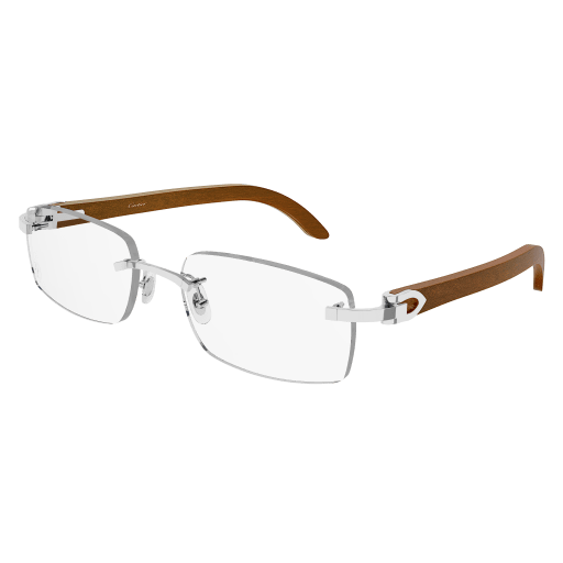 C Allongé de Cartier Motif Rimless Wood Eyeglasses