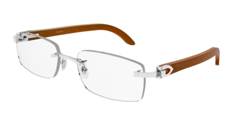 C Allongé de Cartier Motif Rimless Wood Eyeglasses