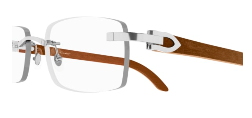 C Allongé de Cartier Motif Rimless Wood Eyeglasses
