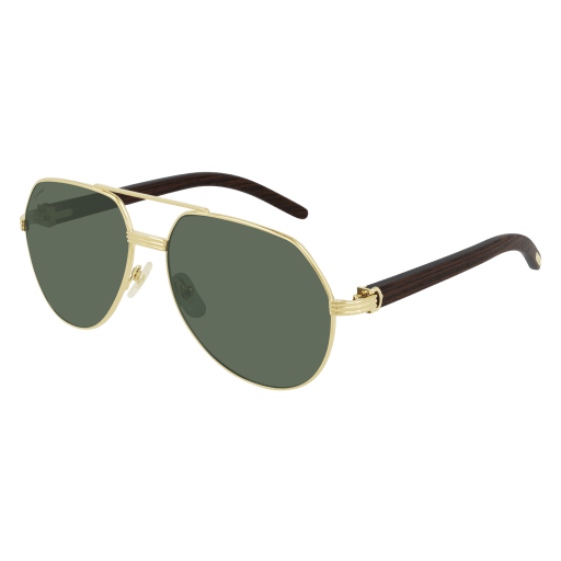 Première de Cartier Aviator Horn/Wood Polarized Sunglasses