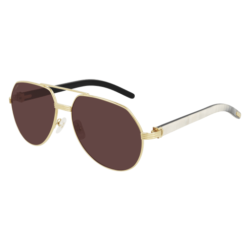 Première de Cartier Aviator Horn/Wood Polarized Sunglasses
