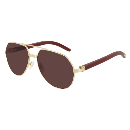 Première de Cartier Aviator Horn/Wood Polarized Sunglasses