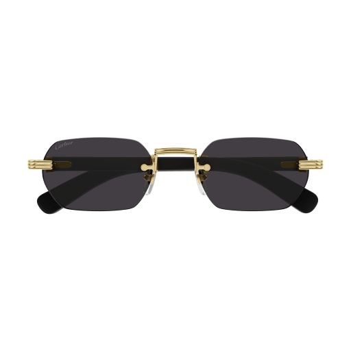 Première de Cartier Recutangular Wood/Horn Sunglasses