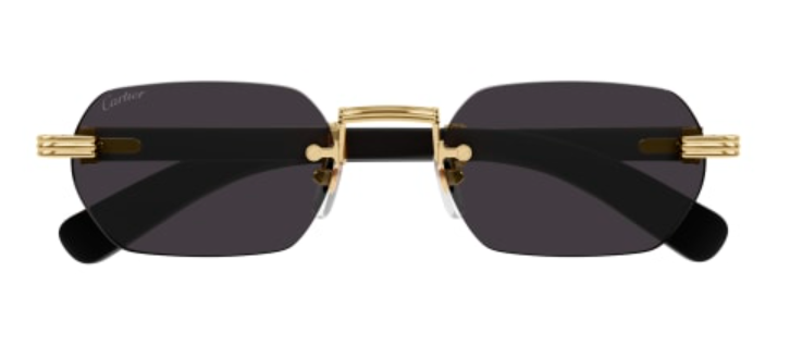 Première de Cartier Recutangular Wood/Horn Sunglasses