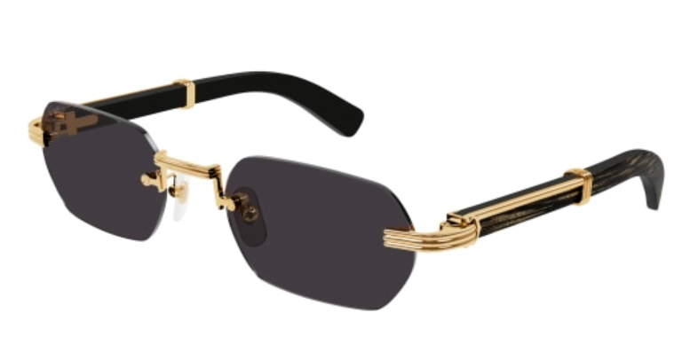 Première de Cartier Recutangular Wood/Horn Sunglasses