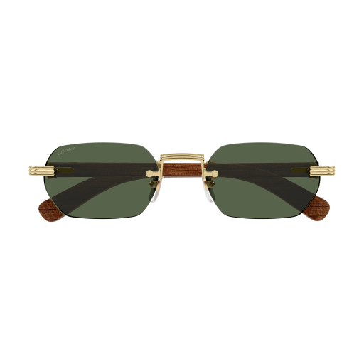 Première de Cartier Recutangular Wood/Horn Sunglasses