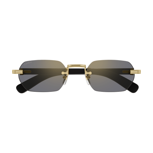 Première de Cartier Recutangular Wood/Horn Sunglasses