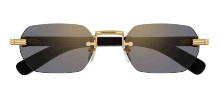 Première de Cartier Recutangular Wood/Horn Sunglasses