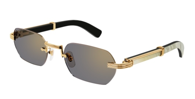 Première de Cartier Recutangular Wood/Horn Sunglasses