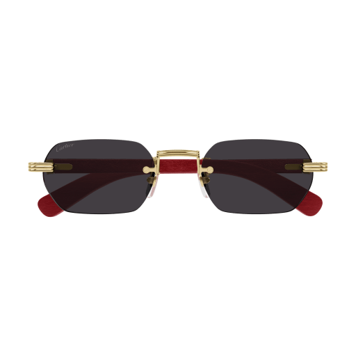 Première de Cartier Recutangular Wood/Horn Sunglasses