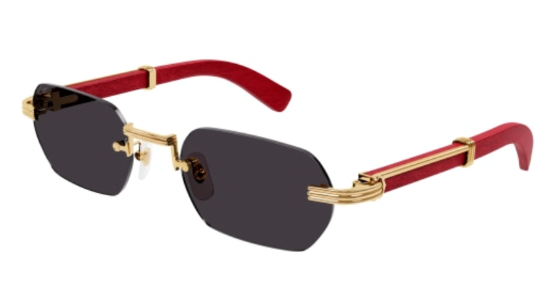Première de Cartier Recutangular Wood/Horn Sunglasses