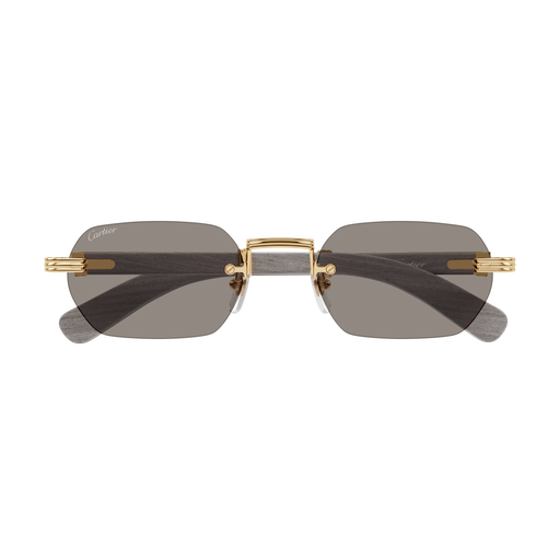Première de Cartier Recutangular Wood/Horn Sunglasses