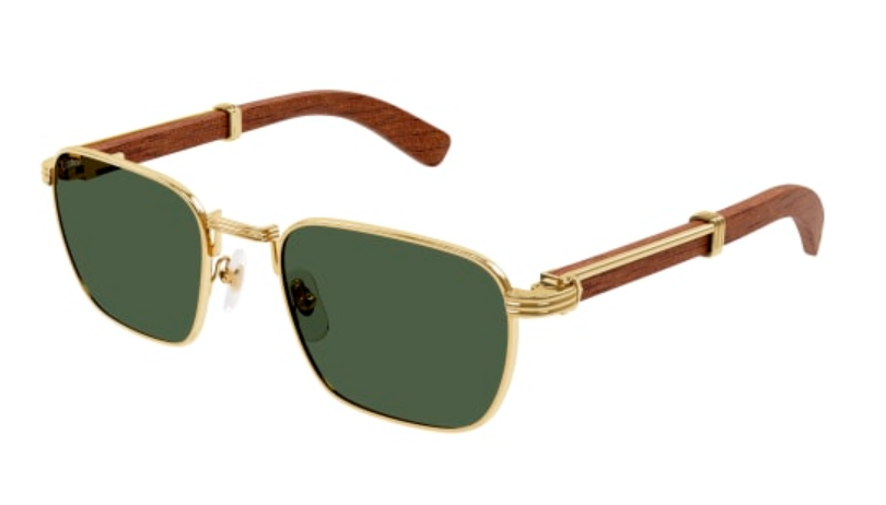 Première de Cartier Square Wood/Horn Sunglasses