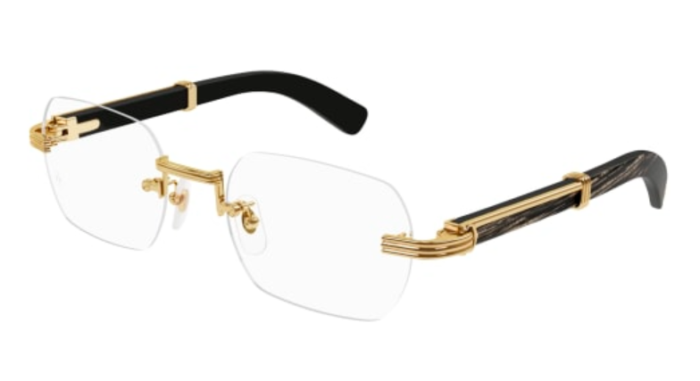 Première de Cartier Rectangular Wood/Horn Eyeglasses