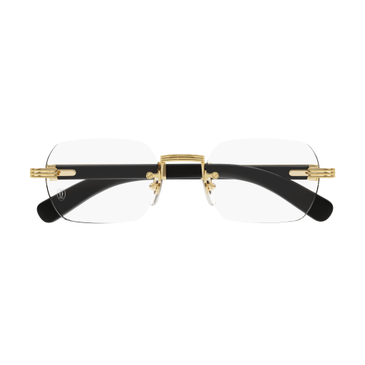 Première de Cartier Rectangular Wood/Horn Eyeglasses