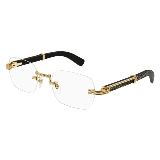 Première de Cartier Rectangular Wood/Horn Eyeglasses