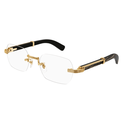 Première de Cartier Rectangular Wood/Horn Eyeglasses