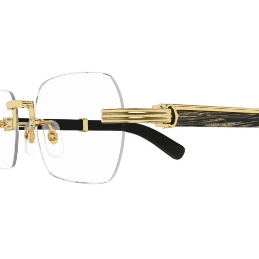 Première de Cartier Rectangular Wood/Horn Eyeglasses
