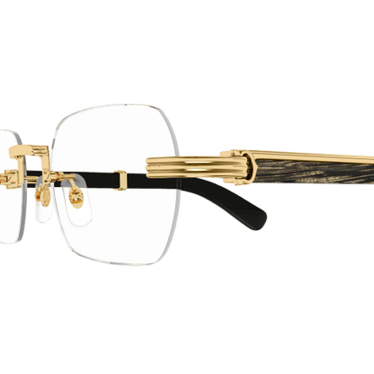 Première de Cartier Rectangular Wood/Horn Eyeglasses