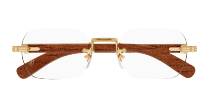 Première de Cartier Rectangular Wood/Horn Eyeglasses