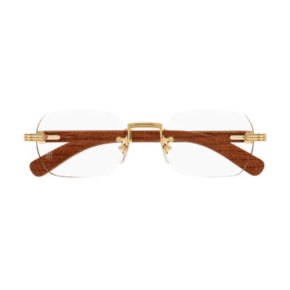 Première de Cartier Rectangular Wood/Horn Eyeglasses