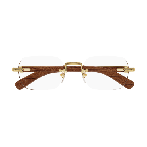 Première de Cartier Rectangular Wood/Horn Eyeglasses
