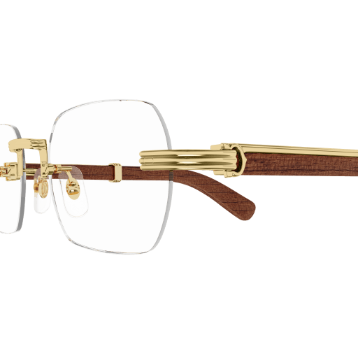 Première de Cartier Rectangular Wood/Horn Eyeglasses