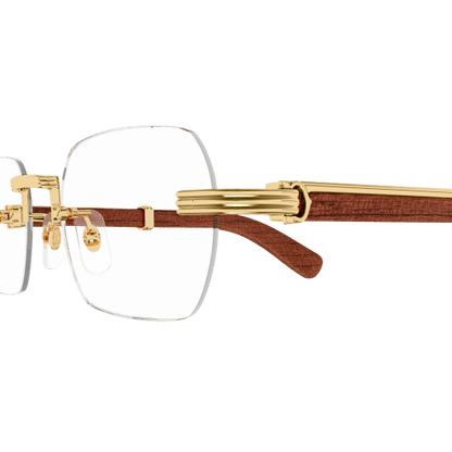 Première de Cartier Rectangular Wood/Horn Eyeglasses