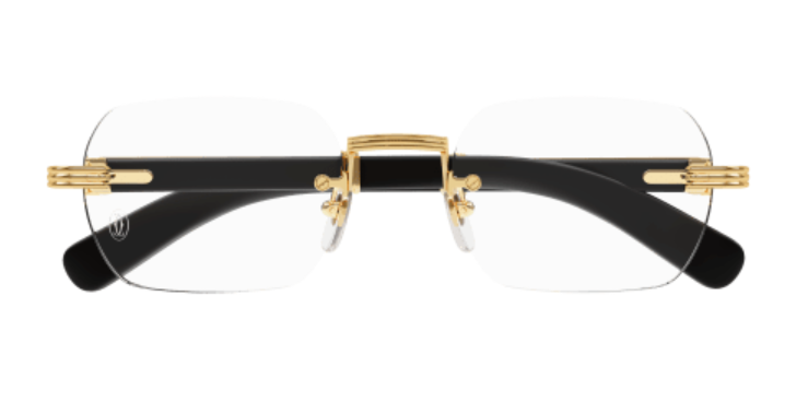 Première de Cartier Rectangular Wood/Horn Eyeglasses