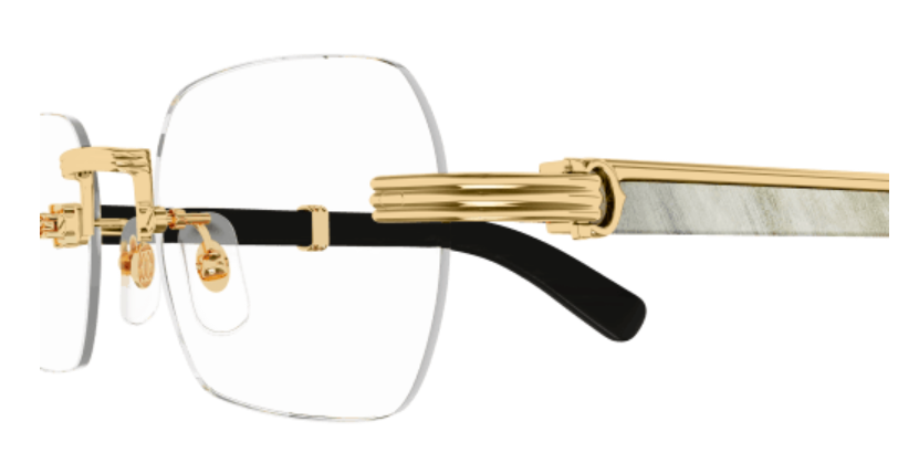 Première de Cartier Rectangular Wood/Horn Eyeglasses