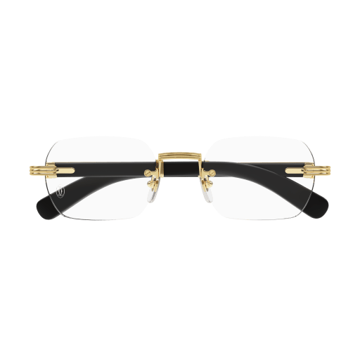 Première de Cartier Rectangular Wood/Horn Eyeglasses