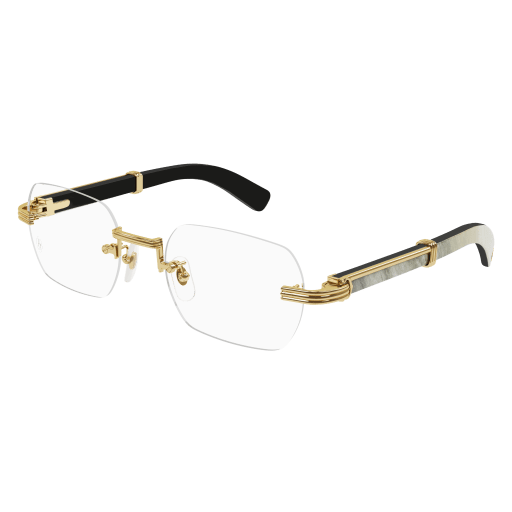 Première de Cartier Rectangular Wood/Horn Eyeglasses