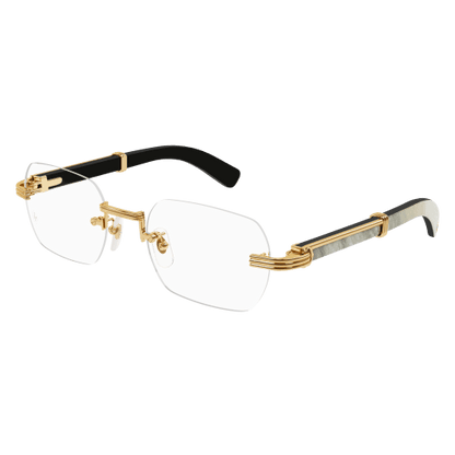 Première de Cartier Rectangular Wood/Horn Eyeglasses