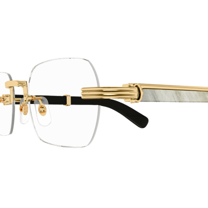 Première de Cartier Rectangular Wood/Horn Eyeglasses